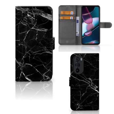 Motorola Edge 30 Pro | Bookcase | Marmer Zwart - Origineel Cadeau Vader