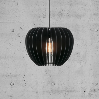 Hanglamp zwart &apos;Tribeca 38&apos; design lamp hout rond 38 cm