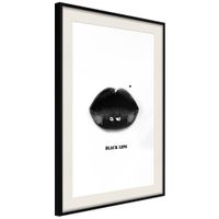 Ingelijste Poster - Zwarte lippen, Zwarte lijst met passe-partout