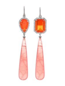 Irene Neuwirth boucles d'oreilles One of a Kind en or blanc 18ct serties d'opale, de diamants et de rhodochrosite - Argent