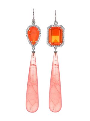 Irene Neuwirth boucles d'oreilles One of a Kind en or blanc 18ct serties d'opale, de diamants et de rhodochrosite - Argent