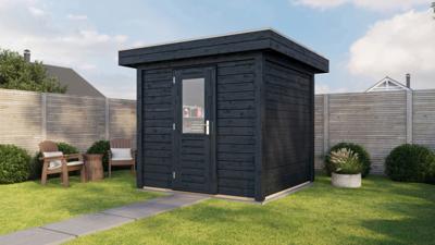 Lugarde Select Modern tuinhuis Garderen 250x250cm - Zwarte olie- Plat dak- - Lugarde Select