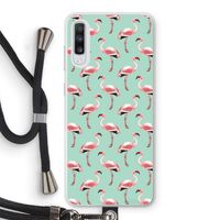 Flamingoprint groen: Samsung Galaxy A70 Transparant Hoesje met koord