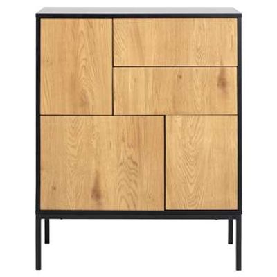 Dressoir Avola - zwart/eiken - 103x80x40 cm - Leen Bakker