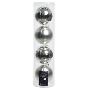 4x stuks Zilveren glazen kerstballen 10 cm glans en mat