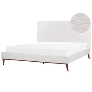 Beliani - BAYONNE - Tweepersoonsbed - Wit - 180 x 200 cm - Fluweel