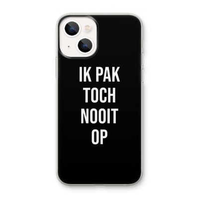 Ik pak nooit op - Zwart: iPhone 13 mini Transparant Hoesje