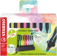 STABILO GREEN BOSS Pastel, markeerstift, deskset 4 neonkleuren + 4 pastelkleuren