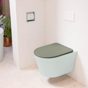 Wandcloset Mondiaz Lavie | Zonder spoelrand | Incl.Toiletzitting-Army | Keramiek | Greey (licht grijs)