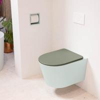 Wandcloset Mondiaz Lavie | Zonder spoelrand | Incl.Toiletzitting-Army | Keramiek | Greey (licht grijs)