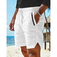 Voor heren Korte broek Linnen korte broek Zomer korte broeken Strandshorts Zak Trekkoord Elastische taille Effen Comfort Ademend Korte Casual Dagelijks Feestdagen Modieus Klassieke Stijl Wit Leger Lightinthebox