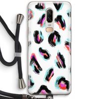 Cheetah color: OnePlus 6 Transparant Hoesje met koord