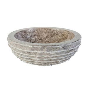 Waskom BWS Stone Rond 35x35x15 cm Gepolijst Natuurmarmer Grijs