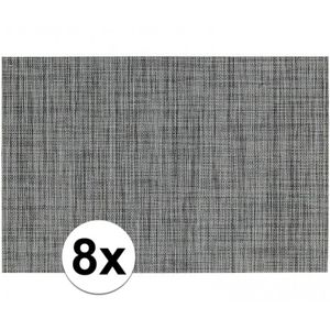 8x Placemats met geweven print grijs 45 x 30 cm