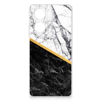 OPPO A58 4G TPU Siliconen Hoesje Marmer Wit Zwart - Origineel Cadeau Man