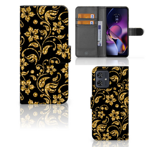 Motorola Moto G54 Hoesje Gouden Bloemen