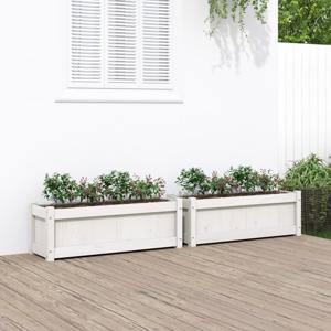 VidaXL Plantenbakken 2 st cm massief grenenhout wit