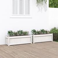 VidaXL Plantenbakken 2 st cm massief grenenhout wit
