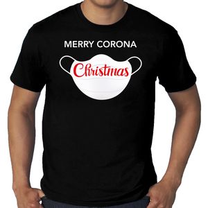 Grote maten Merry corona Christmas fout Kerstshirt / outfit zwart voor heren