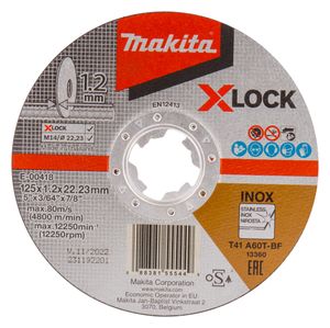 Makita Accessoires E-00418 | Doorslijpschijf | X-LOCK | 125x1,2x22,23mm | RVS | 10 stuks - E-00418