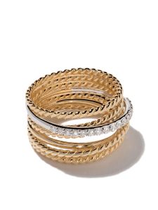 David Yurman 18kt yellow gold Crossover diamond wide ring - Or