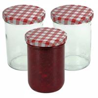 Weckpotten / inmaakpotten - rood - 3x stuks - 440 ml - met draaideksel - glas