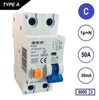 SEP Aardlekautomaat 50A C Kar 30mA 2 polig 36mm RCM2 Kema Keur 230V automaat en aardlek in een