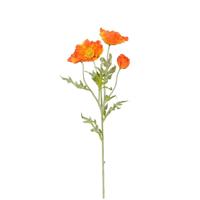 Kunstbloem Klaproos Poppy - H62 cm - oranje - kunststof - stelen kunstbloemen - boeket - bloemetjes