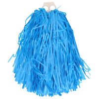 Funny Fashion Cheerballs/pompoms - 1x - blauw - met franjes en ring handgreep - 28 cm   -
