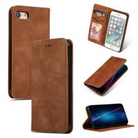 Retro huid voelen Business magnetische horizontale Flip lederen case voor iPhone 8/7 (bruin)