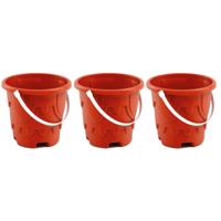 T&F Creations Zandkasteel Emmer - 3x - rood - 18 x 16 cm - strandemmer - zandvormpjes