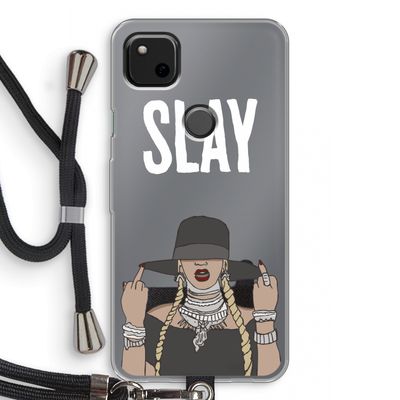 Slay All Day: Pixel 4a Transparant Hoesje met koord