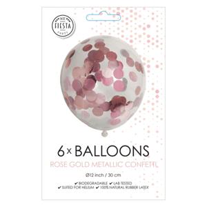 Globos Confetti ballonnen papieren confetti metallix rose goud, 6st.