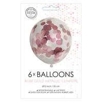 Globos Confetti ballonnen papieren confetti metallix rose goud, 6st.