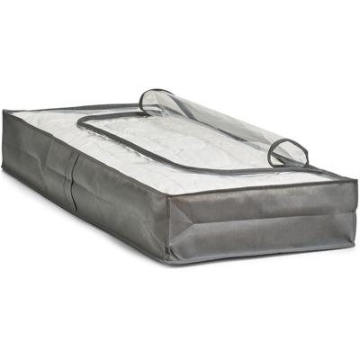 Zeller kussens en dekbed opberghoes - 103 x 45 x 15 cm - grijs - met venster - Beschermhoezen