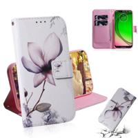 Magnolia bloem patroon gekleurde tekening horizontale Flip lederen draagtas voor Motorola Moto G7 spelen met houder & kaartsleuven & portemonnee