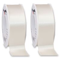 2x Luxe hobby/decoratie beige satijnen sierlinten breed 4 cm/40 mm x 25 meter