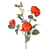 Kunstbloem roos Ariana - oranje - 73 cm - kunststof steel - decoratie bloemen - thumbnail