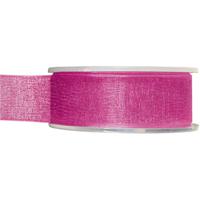 Hobby/decoratie organza sierlint - fuchsia roze - 2,5 cm x 20 meter - Cadeaulint - inpakken