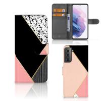Samsung Galaxy S21 Plus | Book Case | Zwart Roze Vormen