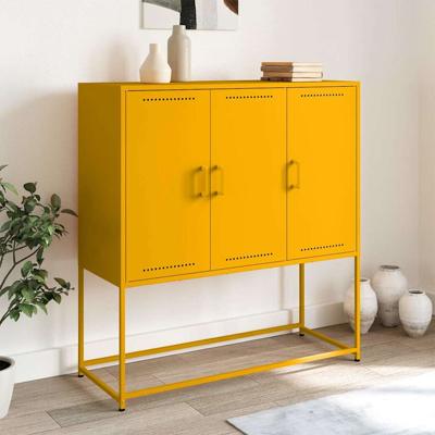 Hoge kast 100,5x39x107 cm staal mosterdgeel