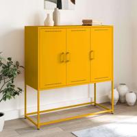 Hoge kast 100,5x39x107 cm staal mosterdgeel