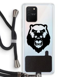 Angry Bear (black): Samsung Galaxy S10 Lite Transparant Hoesje met koord
