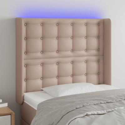 Hoofdbord LED 103x16x118/128 cm kunstleer cappuccinokleurig