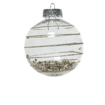 Kerstbal plc d8cm glitter beige a3 - Decoris