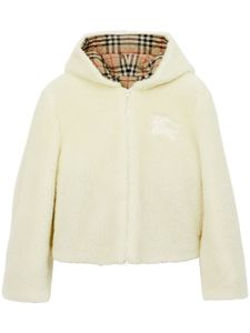 Burberry veste en polaire à logo brodé - Blanc