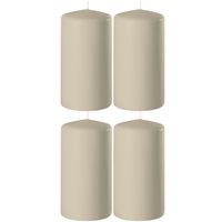 4x Beige cilinderkaarsen/stompkaarsen 6 x 10 cm 36 branduren