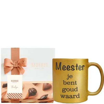 Meester 'je bent goud waard' cadeaupakket Deluxe | Bestel nu!