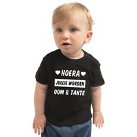 Hoera jullie worden oom en tante cadeau t-shirt zwart baby jongen/meisje - thumbnail