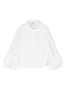 Simonetta blouse boutonnée à manches volantées - Blanc